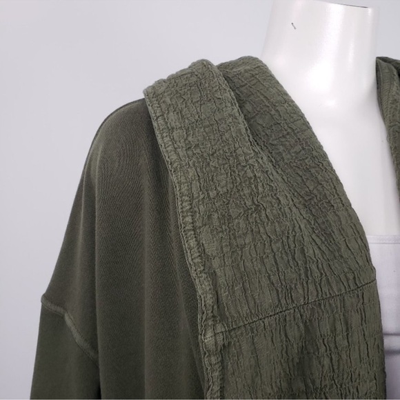 Free People oversized embroidered jacket cardigan with hood size medium green - Picture 3 of 11